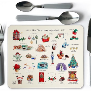 Christmas Alphabet Placemat. Christmas Table Mat, Christmas Placemats, Christmas Dining Table, Christmas Eve Box Filler, Christmas Placemat