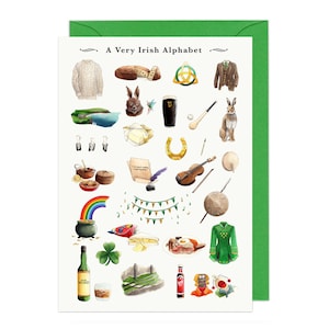 Carte de voeux alphabet irlandais - disponible à l'unité / lot de 5. Cartes irlandaises pour la nouvelle maison, carte Irlande. Carte de la Saint-Patrick, carte de déménagement