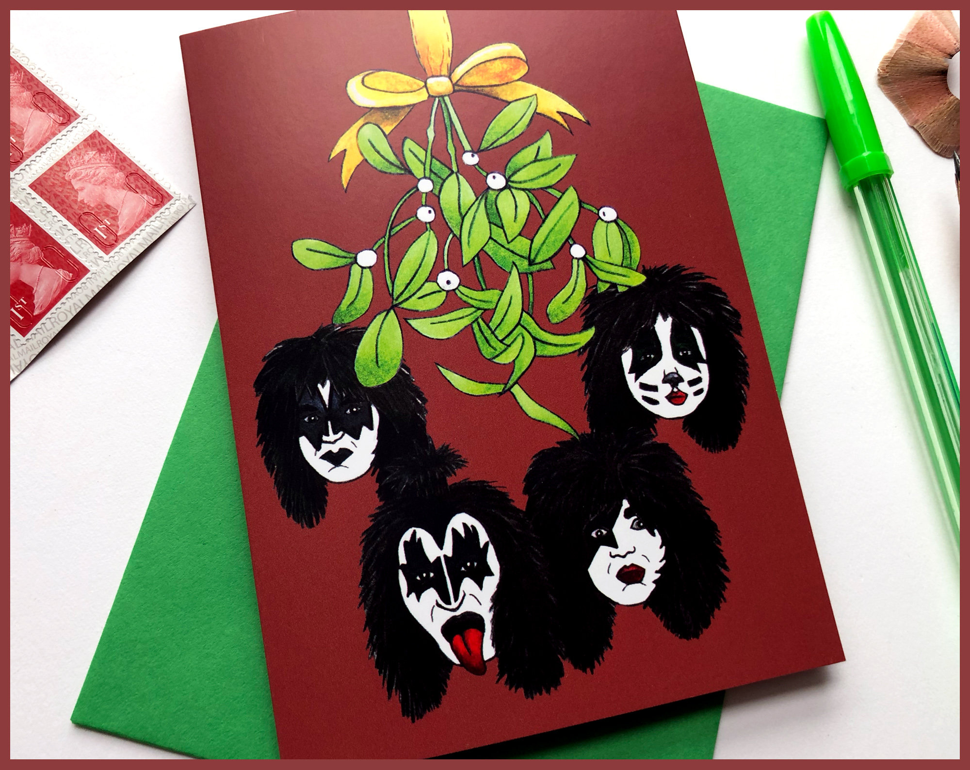 Kiss under the Mistletoe Christmas Card