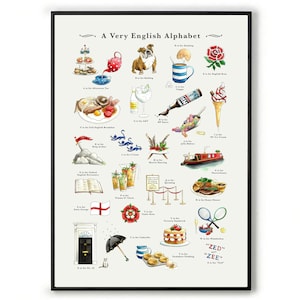 English Alphabet Print. England Print UK, British Gift. Leaving Present, Citizenship Gift or Anglophile Gift. New Home Print - British Gifts