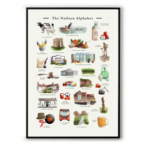 The Nailsea Alphabet signierter Kunstdruck. A3 Nailsea Art, Nailsea Neues Zuhause Geschenk oder Nailsea Abschiedsgeschenk. Nailsea Wohnzimmer Wandkunst
