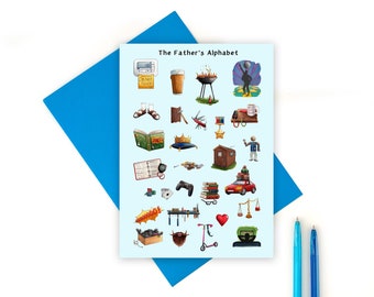 Father's Alphabet Greeting Card. Father's Day Cards in the UK. Dad Birthday Card. Dad to be Card. Happy Father's Day Card. New Dad Card UK