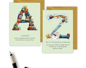A-Z Children's Christmas Card, Christmas Cards for Families. Name, Initial, Personalised Card, Kids Christmas Cards. Christmas Card for Her