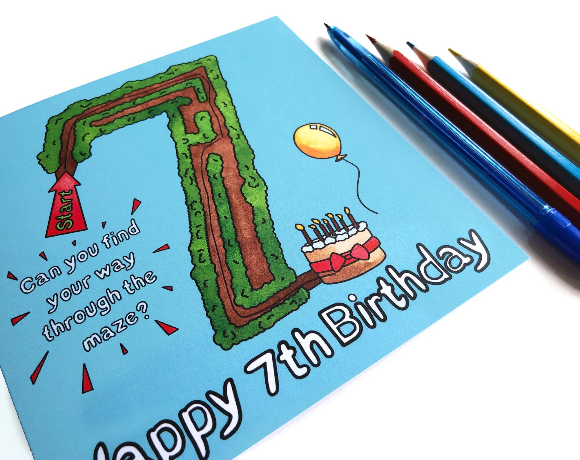 Twizler Geburtstagskarte Zum 7. Geburtstag - Lustiger Elefanten-Witz, 15,5x15,5 Cm, Mit Umschlag, Für Jungen & Mädchen