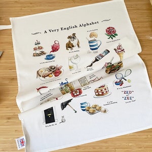 Englisches Alphabet Geschirrtuch. Umzug ins Ausland Britische Geschenke oder Abschiedsgeschenk. Geschenk für Gastgeberinnen, britische Ferngeschenk oder Kollegin, die Geschenk verlassen