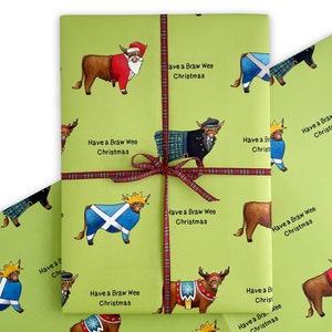 Scottish Highland Wrapping paper sheets, Dark Green