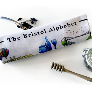 Bristol Alphabet Tea Towel. Bristol Workplace Gift, Leaving Gift, Isolation Gift, Retirement Gift, Farewell Gift or New Home Gift Bristol UK