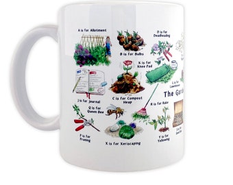 Gardener's Alphabet Mug. Gardening Mug, Garden Gifts. Mothers Day Garden Gifts, Dad Gardening Gift. Allotment Gifts, Gift for Gardeners