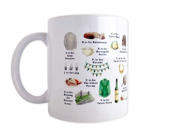 A Very Irish Alphabet Ceramic Irish Mug Gift Idea, Irish Leaving Gift, New Home Gift.Ireland Mug, Irish Gifts for Men, Irish Gifts for Women