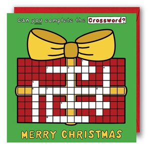Kinder Weihnachtskarte, Weihnachten Kreuzworträtsel Karte. Weihnachtsaktivitätskarten, Puzzle für Kinderferienkarte. Weihnachtskarten für Kinder