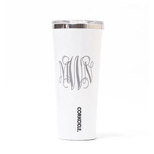 Monogram Travel Mug Corkcicle White Engraved