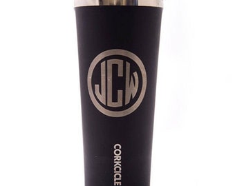 Black Corkcicle Tumbler - Monogram Engraved Corkcicle - Groomsmen Gift - Gift for Him - Personalized Gift - Travel Tumbler