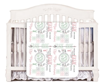 Personalized Baby Blanket – Boho Monogram Fleece, Baby Shower Gift