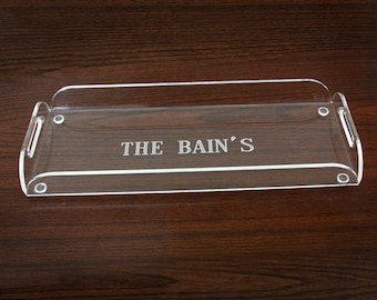 Personalized Acrylic Tray - Engraved Serving Tray - Tray with Handles - Rectangle Acrylic Tray - Custom Tray - Monogram Bar Tray - Acrylic