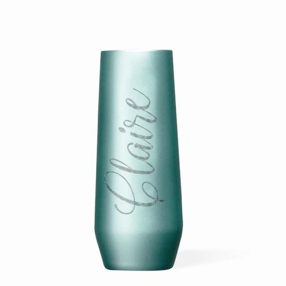 Personalized Corkcicle Champagne Flute Metallic Jade 7oz