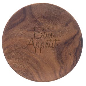Round Wood Tray Personalized - Monogram Wood Tray - Round Acacia Wood Tray - Wood Serving Tray - Hostess Gift - Christmas Gift
