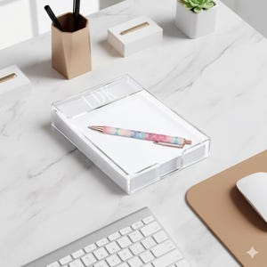 Personalized Acrylic Notepad Holder | Engraved Monogram Desk Organizer