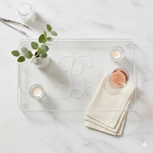 Personalized Acrylic Serving Tray – Custom Engraved Monogram Gift