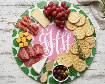 Monogrammed Tempered Glass Charcuterie Board – Custom Appetizer Platter