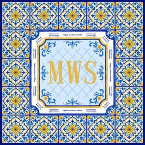 Amalfi Coast Mahjong Mat, Mediterranean Tile Mahjong Table Mat, Blue Yellow Floral Mahjong Mat, Mahjong Gift, Charleston Reminder Game Mat bild 7