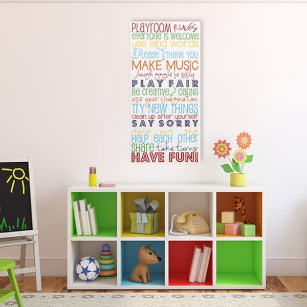 Playroom Rules Canvas Art - Gallery Wrapped Canvas Art Prints - Subway Art For Kids