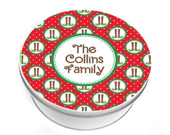 Personalized Elfy Legs Biscuit Tin - Christmas Cookie Tin - Custom Cookie Tin - Personalize Cookie Tin - Christmas Gift