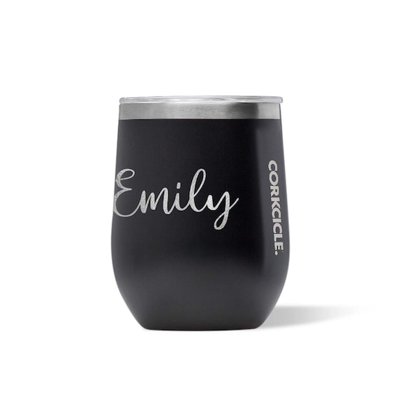 Personalized Corkcicle Matte Black Stemless Wine Tumbler Engraved Wine  Tumbler Monogram Gift Custom Corkcicle 