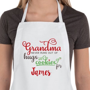 Cute Grandma Apron - Grandmas Hugs And Cookies Apron - Christmas Apron - Personalized Apron - Christmas Baking Apron