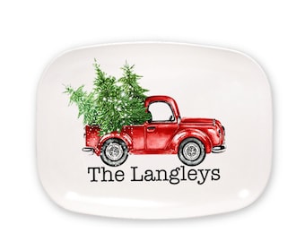 Personalized Christmas Cookie Tray - Custom Family Christmas Platter - Christmas Tray - Personalized Gift- Tree Truck Platter