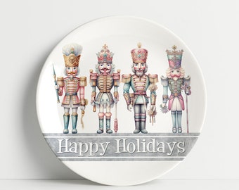 Four Nutcrackers Plate -Personalized Thermosaf - Nutcrackers Plate - Thermosaf Plate - Kids Plates For Christmas