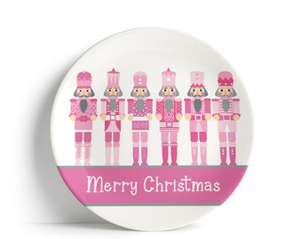 Pink Nutcracker Christmas Plate - Personalized Christmas Plate - Thermosaf Holiday Plate-Christmas Dinner