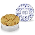 Personalized Chinoiserie Cookie Tin: Blue & White Floral Treat Tin