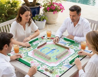 Palm Beach Chic Custom Monogram Mahjong Mat | Neoprene Game Surface
