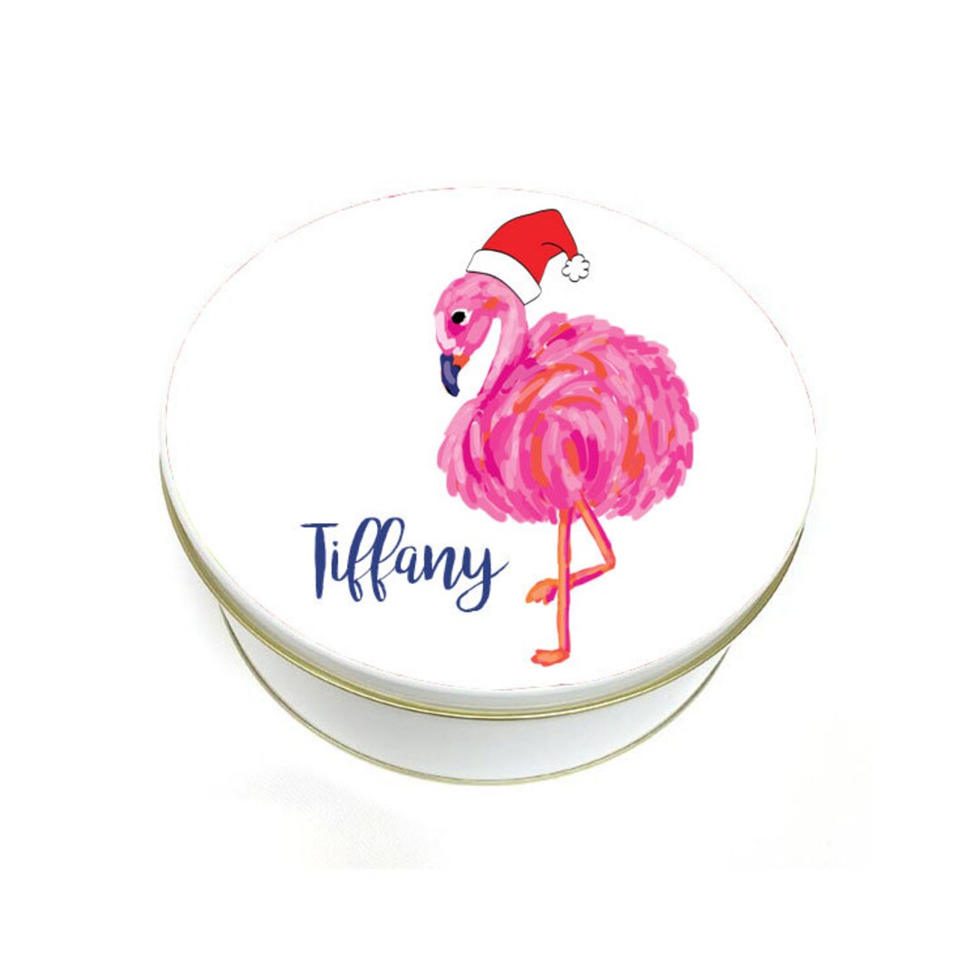Flamingo Cookie Tin Container Christmas Cookie Tin Baked Goods Flamingo ...