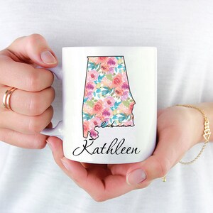 Custom Coffee Mug - Mother&#39;s Day Gift- Personalized Coffee Cup -Personalized Floral State Coffee Mug