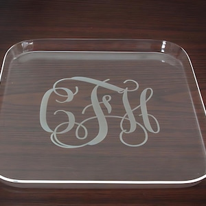 Elegant Acrylic Serving Tray - Customized Monogram Design - Wedding Reception Decor - Hostess Gift - Choose Your Font