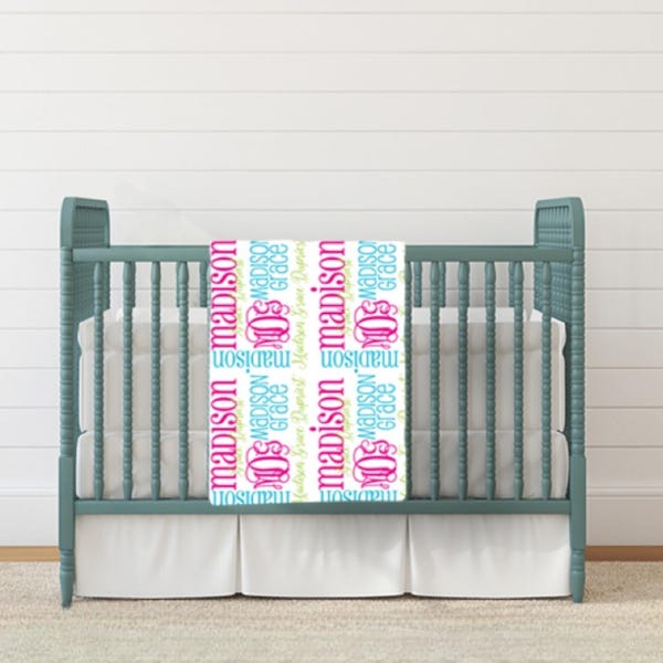 Personalized Monogram Fleece Baby Blanket – Custom Shower Gift (30x40)
