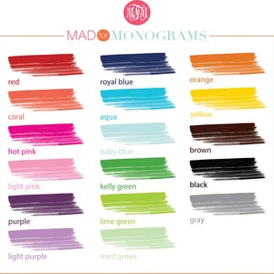 K&ouml;nnte beinhalten: Eine Tabelle mit 16 verschiedenen Farbmustern, wobei der Name jeder Farbe unter dem Muster steht. Die Farben sind Rot, Koralle, Pink, Hellrosa, Lila, Helllila, K&ouml;nigsblau, Aqua, Babyblau, Kellygr&uuml;n, Limettengr&uuml;n, Mintgr&uuml;n, Orange, Gelb, Braun, Schwarz und Grau.