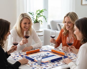 Mahjong Mat - Custom Auburn Football - War Eagle Inspired Neoprene Game Mat - Orange & Blue