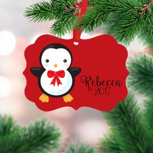 Name Christmas Ornament - Personalized Christmas Ornament - Family Ornament Christmas Decor - Penguin Christmas Ornament