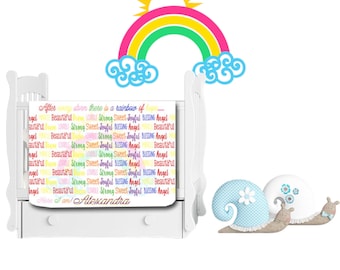 Personalized Rainbow Baby Blanket: Soft Fleece Nursery Swaddle