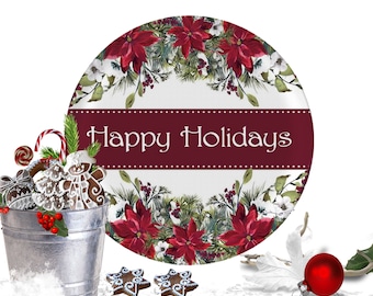 Personalized Christmas Poinsettia Plate: Holiday Dinnerware