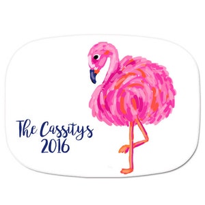 Flamingo Serving Tray - Personalized  Platter - Pink Flamingo Platter - Preppy Flamingo Decorative Tray