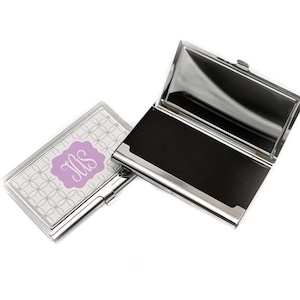 Estuche para tarjetas de presentación personalizado - Tarjetas con monograma - Portatarjetas - Estuche decorativo para tarjetas de presentación - Regalo de graduación - Regalo ejecutivo