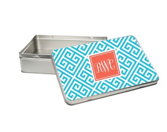Personalized Tin Container - Monogram Container - Personalized Box - Pencil Case With Name