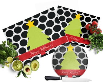 Personalized Chrismtas Cutting Board - Glass Cutting Board - Custom Christmas Gift - Christmas Kitchen Decor