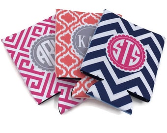 Personalized Beverage Insulators for Cans and Bottles - Wedding Favors - Spring Break - Party Favor - Tailgating - Monograms