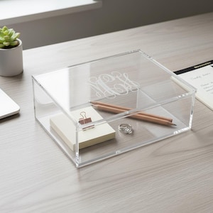 Custom Monogram Acrylic Box | Personalized Vanity Organizer