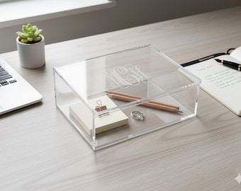 Custom Monogram Acrylic Box | Personalized Vanity Organizer