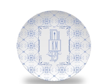 Personalized Monogram Plate - Monogram Initials Plate - Outdoor Plate - Personalized Picnic Plate - Custom  Plate - Mad For Monograms